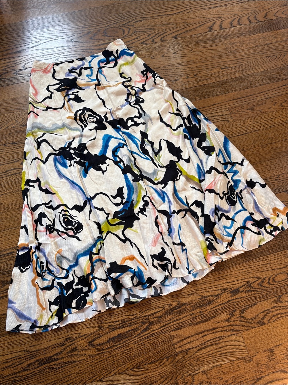 Tanya Taylor Abstract Floral cream A-Line midi Skirt, 4